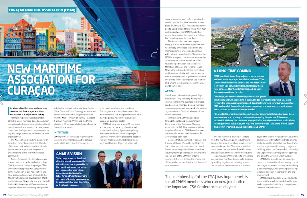 CMAR article in the "Caribbean Maritime" magazine